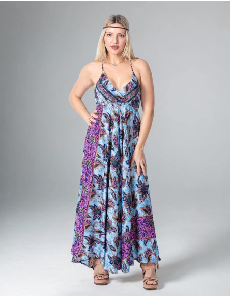 Robe longue en soie style Boho Kimago