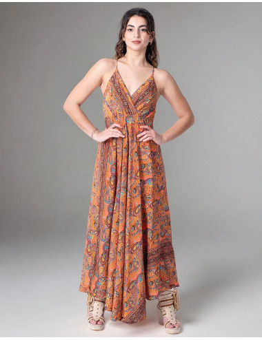 vestido-verano-largo-hippie-naranja-estampado 2