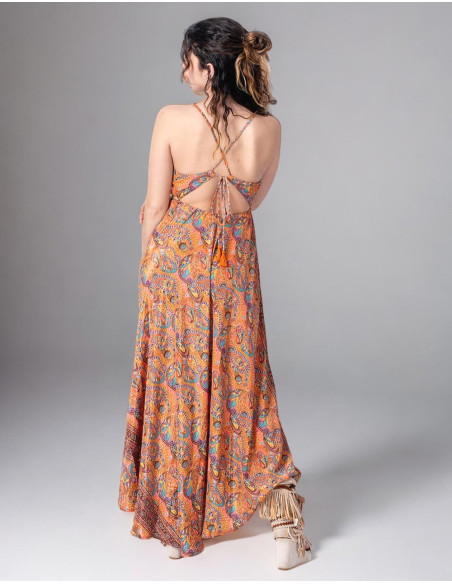 vestido-verano-seda-hippie-naranja-estampado