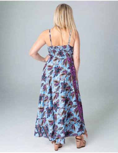 Hippie Style Long Dress with Light Blue...