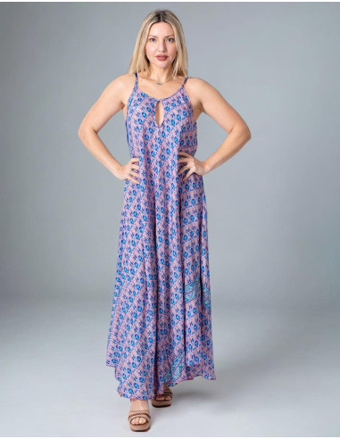 Vestido longo e largo de seda
