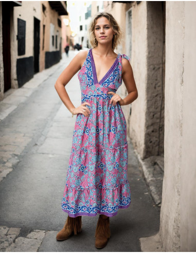 Seidenkleid mit frischem Blumendruck