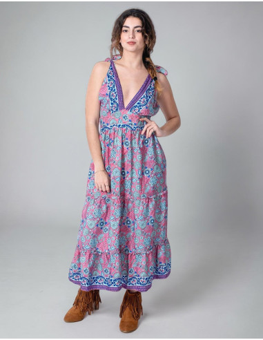 Fresh Flower Printed Silk Dress