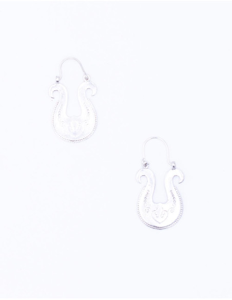 Handmade Earrings in the Shape of a Hand Harp in Brass