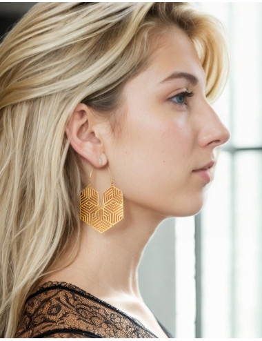 Boucles d'oreilles Ruche Dorée