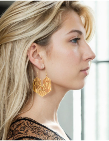 Goldene Bienenstock-Ohrringe