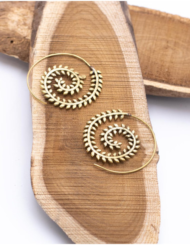 Boucles d'Oreilles Branches et Feuilles Dorées
