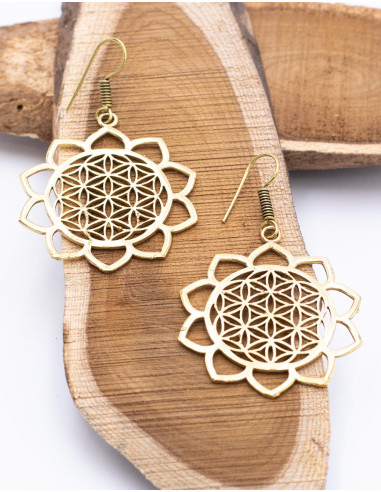 Boucles d'oreilles Mandala avec Coeurs
