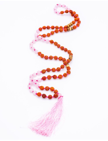 Japa Mala Quartz Rose et...
