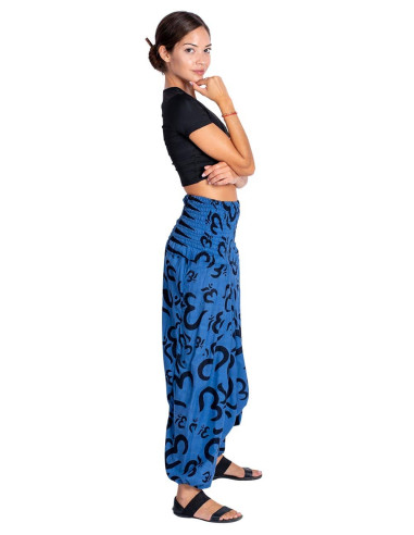 Calça afegã estilo hippie de algodão azul