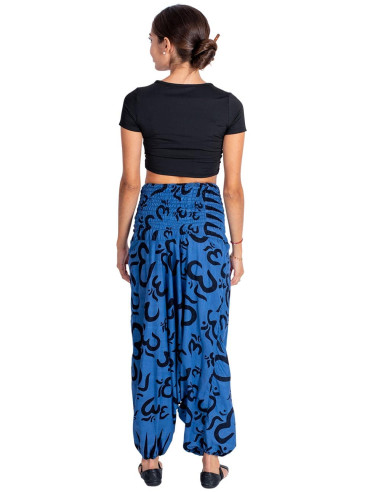 Calça afegã estilo hippie de algodão azul