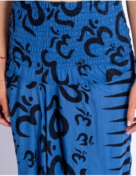 Pantaloni afghani stile hippie in cotone blu