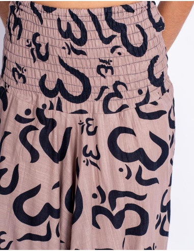 Brown cotton Afghan pants with irregularly...