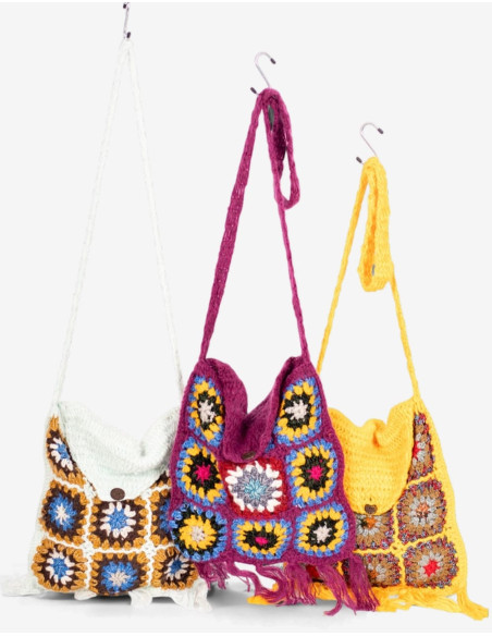 Bolsa transversal exclusiva feita à mão: moda étnica indiana com franjas multicoloridas