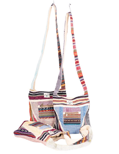Sac crossbody en chanvre unisexe de style hippie - Naturel et très élégant
