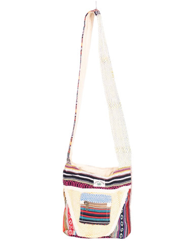 Borsa a tracolla unisex in canapa stile hippie:...