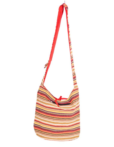 Striped Hippie Style Crossbody Bag - Vibrant...