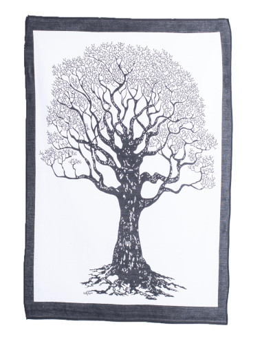 Tapeçaria de Árvore em Preto e Branco -...