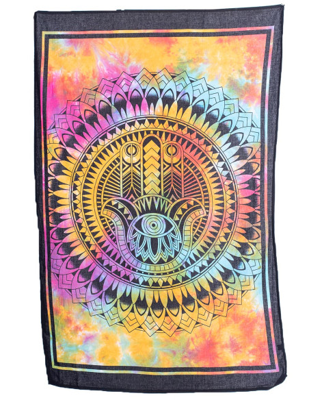 Multicolor Tie-Dye Hamsa Hand Tapestry - Protection and Bohemian Style