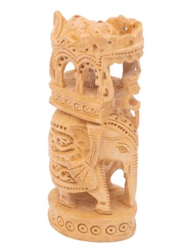 Holzgeschnitzte Elefantenstatue mit Altar – 6...