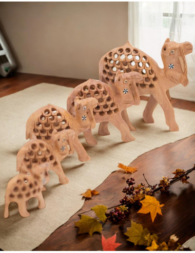 Set of 5 Carved Wooden...