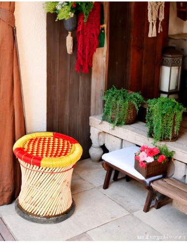 Woven Bamboo Stool Cover -...