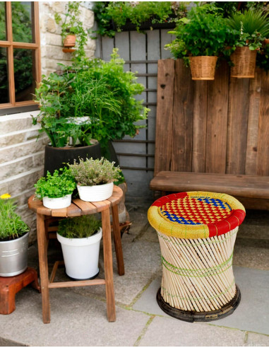 Handmade Woven Bamboo Stool Made in India - 40cm Height