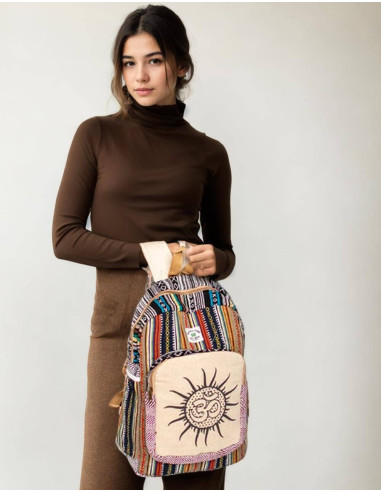 Moda etnica: zaino Kimago Hemp, unisex, design unico con simbolismo indù