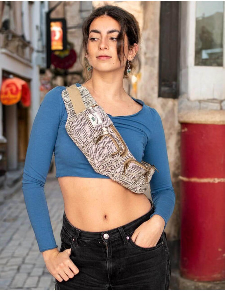 Marsupio indiano in canapa fatto a mano: spazioso e regolabile per uno stile etnico unico