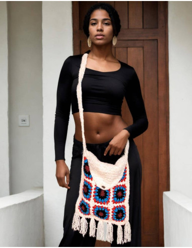 Sac bandoulière unique fabriqué à la main :...