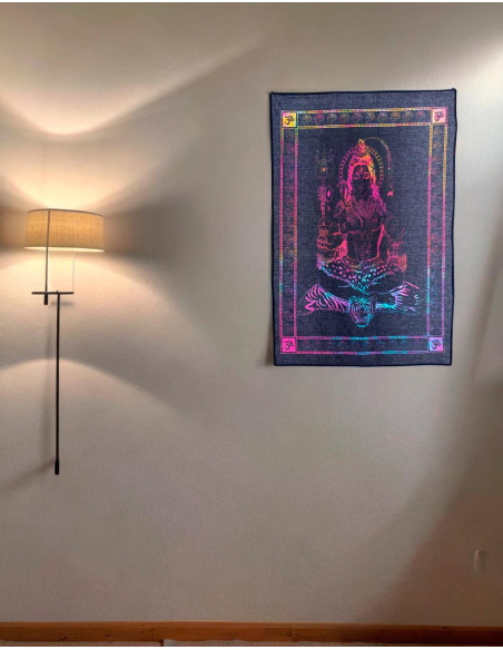 Tapeçaria Shiva Fluor - Arte étnica indiana autêntica 100% algodão