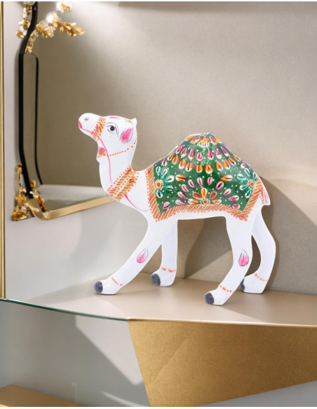 Indian Handcrafted Camel: Unique Hand Painted Ceramic Statue - Exclusivity and Color in Your Home