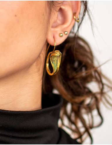 Brincos de cobra de latão banhado a ouro –...