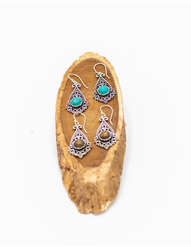 Boucles d'oreilles en laiton sculptées à la...