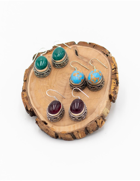 Handmade Earrings with Natural Stone – Oval or Drop Model