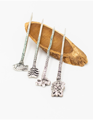 Bastão de cabelo de metal esculpido à mão -...