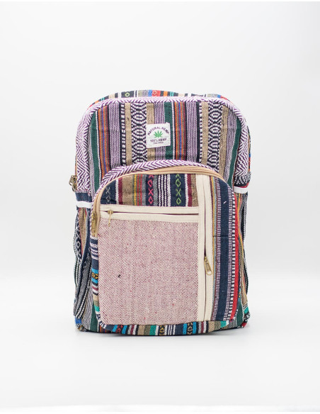 Kimago Unisex Handgefertigter Hanf-Rucksack mit großen Fächern
