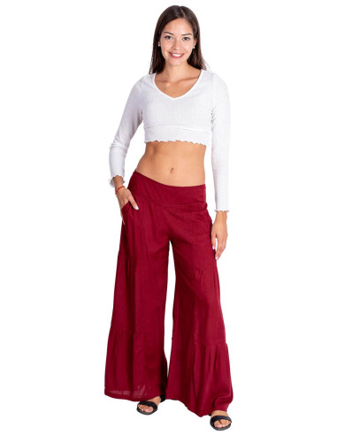 Pantaloni lunghi bordeaux: stile bohémien con...