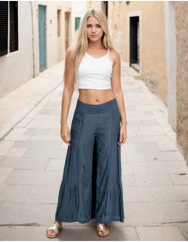 Kimago Gray Long Pants – Bohemian Elegance with a Handcrafted Touch
