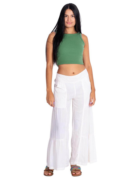 Kimago Off-White Long Pants – Bohemian, weich und handgefertigt
