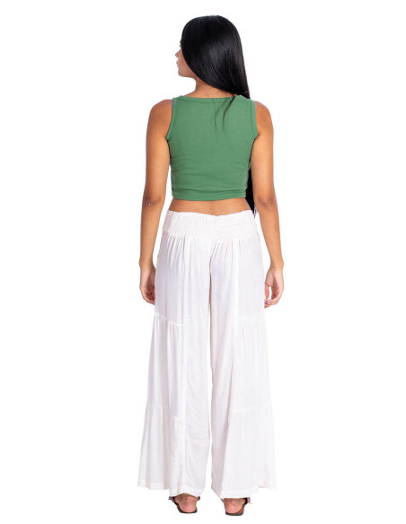 Kimago Off-White Long Pants – Bohemian, weich und handgefertigt