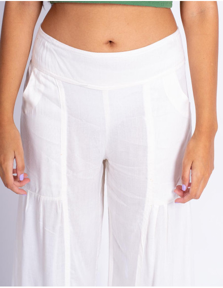 Kimago Off-White Long Pants – Bohemian, Soft and Handmade