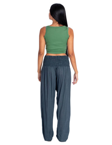 Pantalon droit gris à col en V – Élégance et...