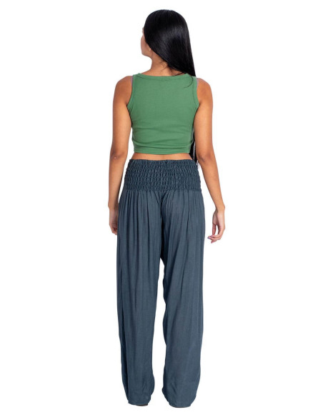 Gray Straight Pants with V-Neck Detail – Ethnic Elegance and Comfort