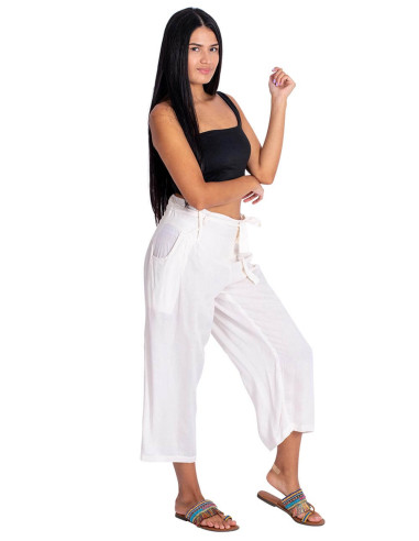 Calça capri Kimago off-white – Frescor boêmio...
