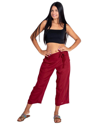 Burgunderfarbene Caprihose – Bohemian Style mit...