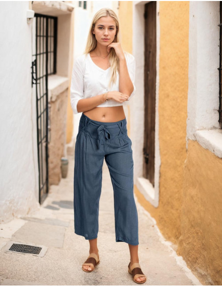 Pantalon Capri gris – Artisanat indien au style bohème