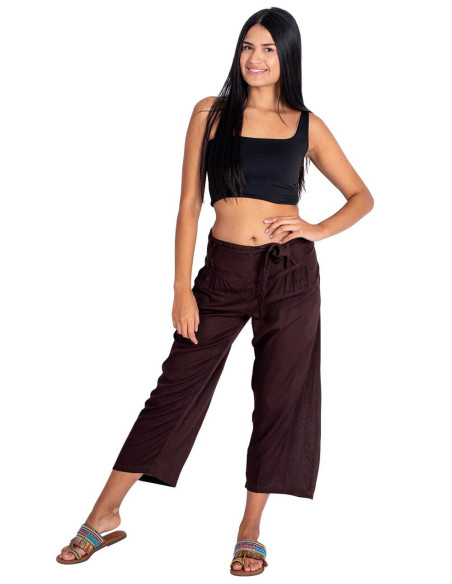 Chocolate Brown Capri Pants – Indian Craftsmanship with a Bohemian Soul