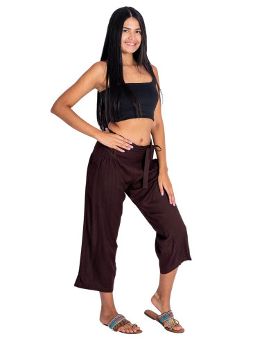 Pantalon Capri marron chocolat : un...