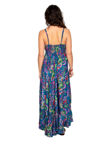 Robe longue en soie à fleurs multicolores –...